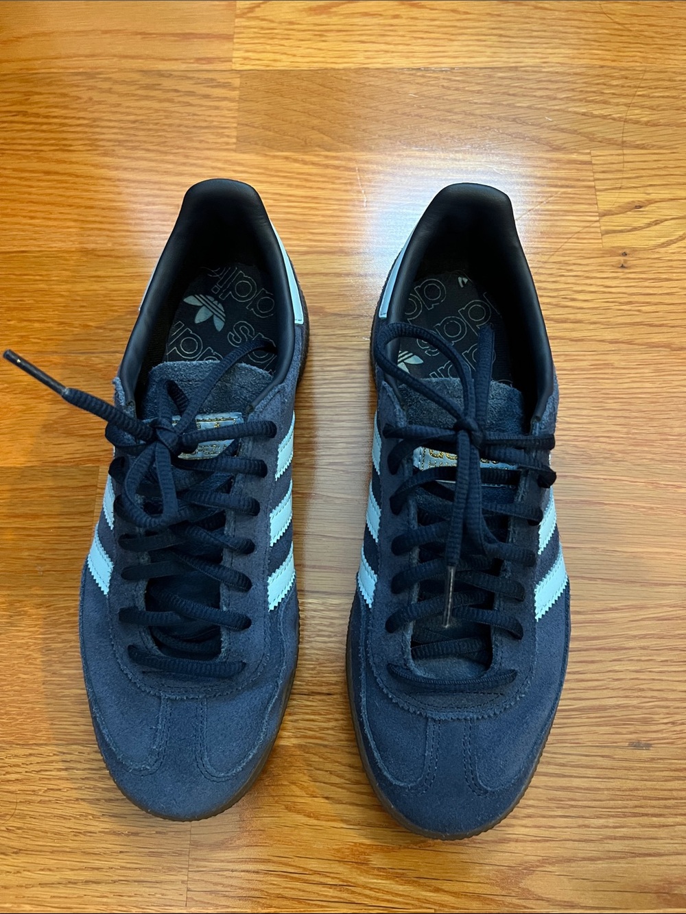 Adidas Spezial Dark Blue Suede Sneakers with Baby Blue Stripes